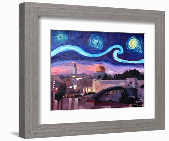 Starry Night in Jerusalem over Wailing Wall-Markus Bleichner-Framed Premium Giclee Print