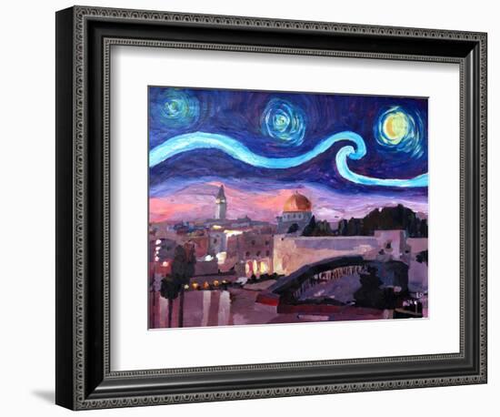 Starry Night in Jerusalem over Wailing Wall-Markus Bleichner-Framed Premium Giclee Print