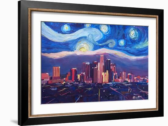 Starry Night in Los Angeles - Van Gogh Inspiration-Markus Bleichner-Framed Art Print