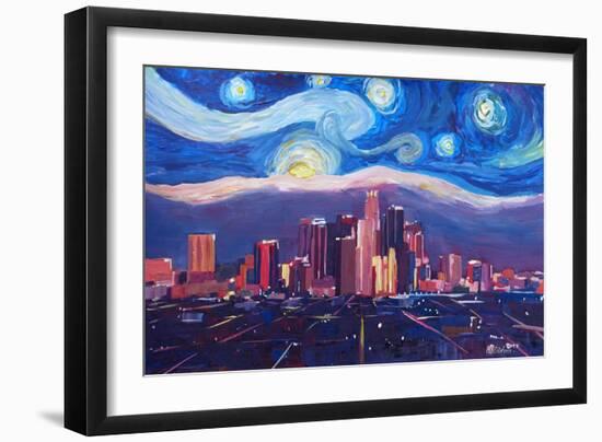 Starry Night in Los Angeles - Van Gogh Inspiration-Markus Bleichner-Framed Art Print