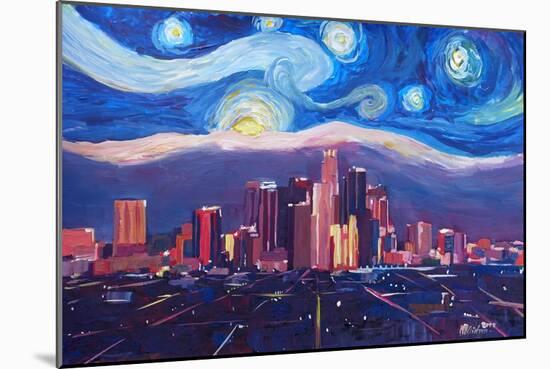 Starry Night in Los Angeles - Van Gogh Inspiration-Markus Bleichner-Mounted Art Print