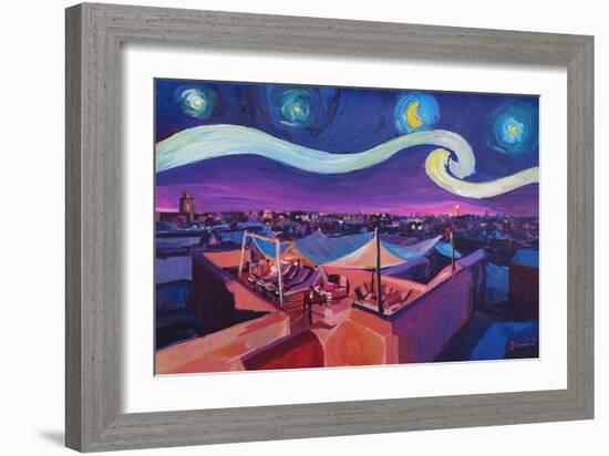 Starry Night in Marrakech Van Gogh Inspirations-Markus Bleichner-Framed Art Print