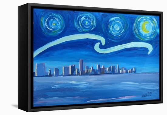 Starry Night in Miami - Van Gogh Inspirations-Markus Bleichner-Framed Stretched Canvas