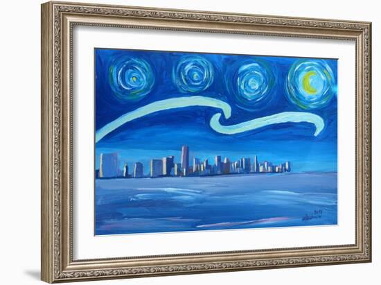 Starry Night in Miami - Van Gogh Inspirations-Markus Bleichner-Framed Art Print