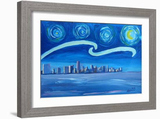 Starry Night in Miami - Van Gogh Inspirations-Markus Bleichner-Framed Art Print