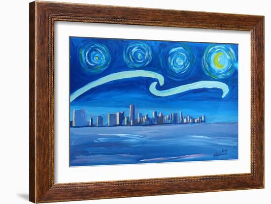 Starry Night in Miami - Van Gogh Inspirations-Markus Bleichner-Framed Art Print