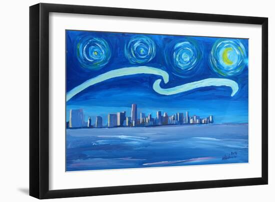 Starry Night in Miami - Van Gogh Inspirations-Markus Bleichner-Framed Art Print