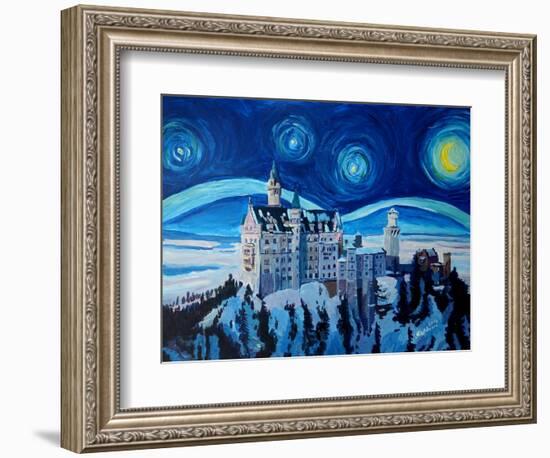 Starry Night in Neuschwanstein - Romantic Castle-Markus Bleichner-Framed Premium Giclee Print