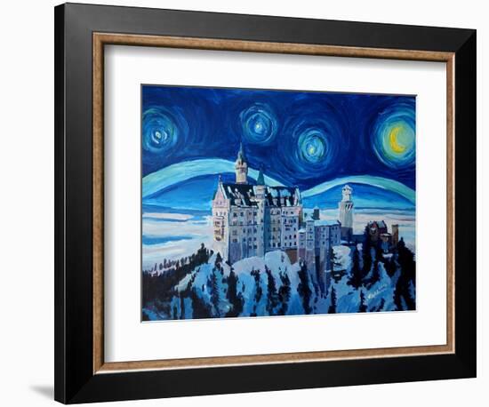 Starry Night in Neuschwanstein - Romantic Castle-Markus Bleichner-Framed Premium Giclee Print