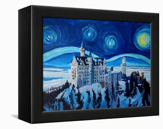Starry Night in Neuschwanstein - Romantic Castle-Markus Bleichner-Framed Stretched Canvas