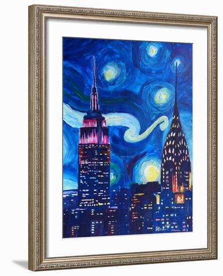 Starry Night In New York-M Bleichner-Framed Art Print