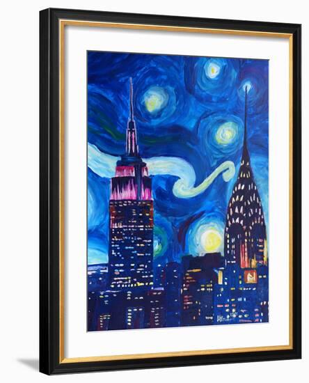 Starry Night In New York-M Bleichner-Framed Art Print