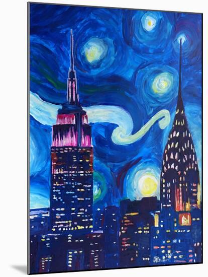 Starry Night In New York-M Bleichner-Mounted Art Print