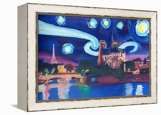 Starry Night in Paris - Van Gogh Skyline-Markus Bleichner-Framed Stretched Canvas