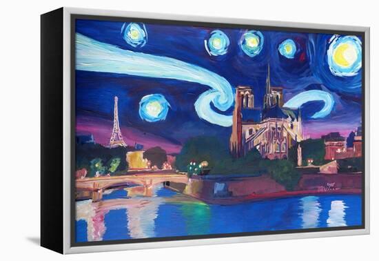 Starry Night in Paris - Van Gogh Skyline-Markus Bleichner-Framed Stretched Canvas