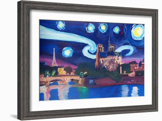 Starry Night in Paris - Van Gogh Skyline-Markus Bleichner-Framed Art Print