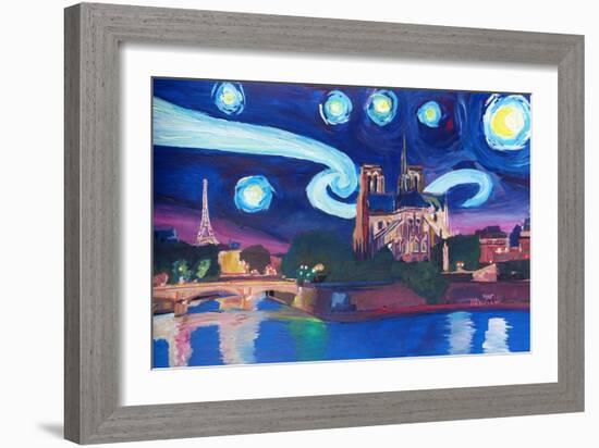 Starry Night in Paris - Van Gogh Skyline-Markus Bleichner-Framed Art Print
