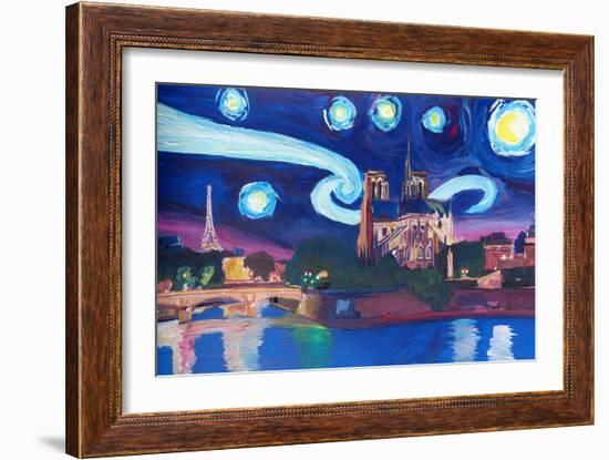 Starry Night in Paris - Van Gogh Skyline-Markus Bleichner-Framed Art Print