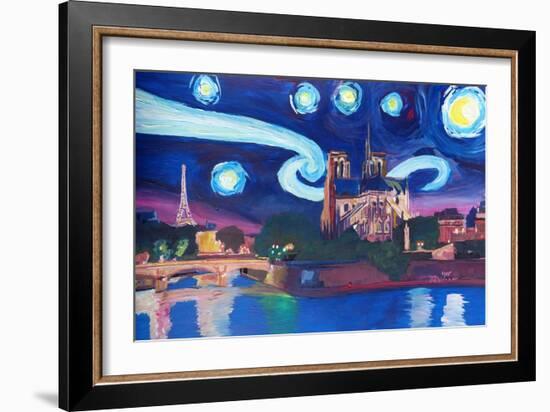 Starry Night in Paris - Van Gogh Skyline-Markus Bleichner-Framed Art Print