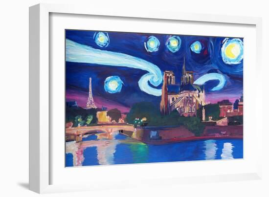 Starry Night in Paris - Van Gogh Skyline-Markus Bleichner-Framed Art Print