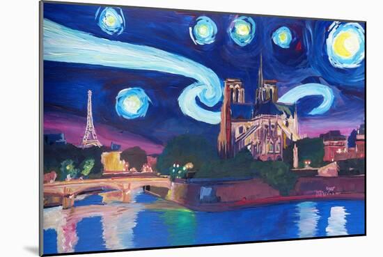 Starry Night in Paris - Van Gogh Skyline-Markus Bleichner-Mounted Art Print