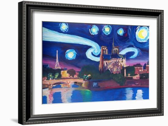 Starry Night in Paris - Van Gogh Skyline-Markus Bleichner-Framed Art Print