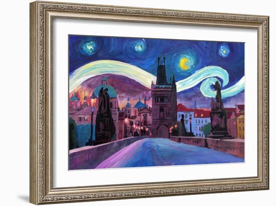 Starry Night in Prague Van Gogh Inspirations-Markus Bleichner-Framed Art Print