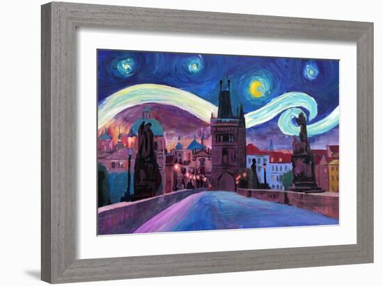 Starry Night in Prague Van Gogh Inspirations-Markus Bleichner-Framed Art Print