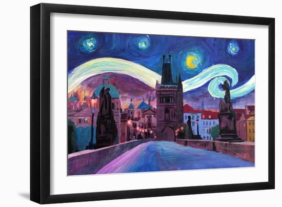 Starry Night in Prague Van Gogh Inspirations-Markus Bleichner-Framed Art Print