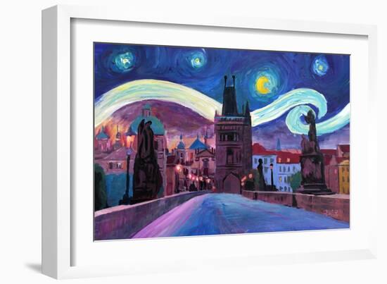 Starry Night in Prague Van Gogh Inspirations-Markus Bleichner-Framed Art Print