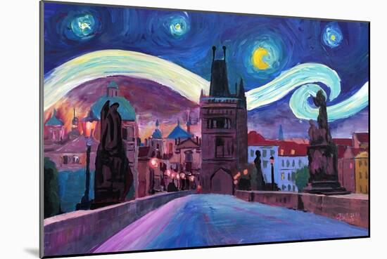 Starry Night in Prague Van Gogh Inspirations-Markus Bleichner-Mounted Art Print