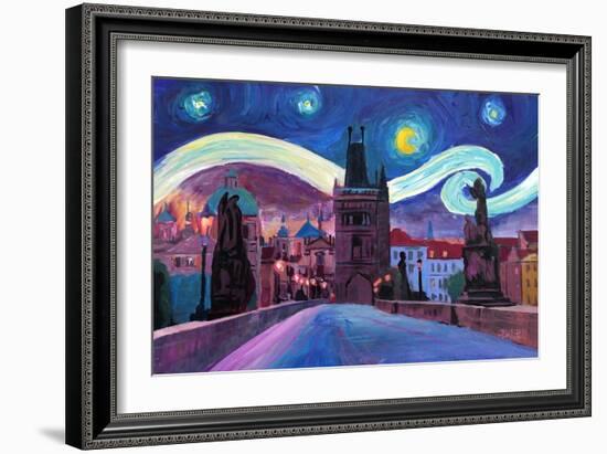 Starry Night in Prague Van Gogh Inspirations-Markus Bleichner-Framed Art Print