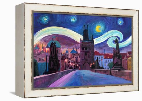 Starry Night in Prague Van Gogh Inspirations-Markus Bleichner-Framed Stretched Canvas