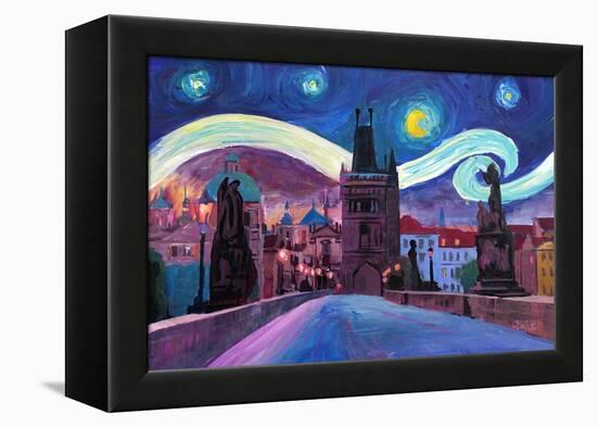 Starry Night in Prague Van Gogh Inspirations-Markus Bleichner-Framed Stretched Canvas