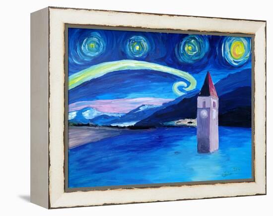 Starry Night in Switzerland Vierwaldstaetter-Martina Bleichner-Framed Stretched Canvas