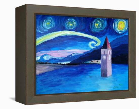 Starry Night in Switzerland Vierwaldstaetter-Martina Bleichner-Framed Stretched Canvas