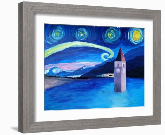 Starry Night in Switzerland Vierwaldstaetter-Martina Bleichner-Framed Art Print