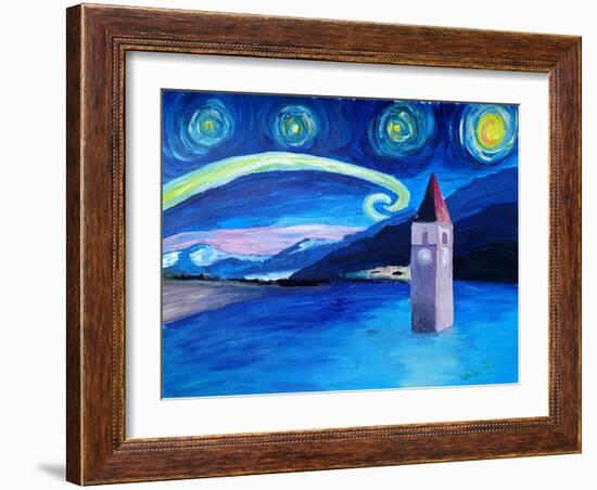 Starry Night in Switzerland Vierwaldstaetter-Martina Bleichner-Framed Art Print