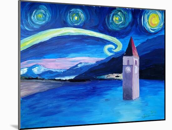 Starry Night in Switzerland Vierwaldstaetter-Martina Bleichner-Mounted Art Print