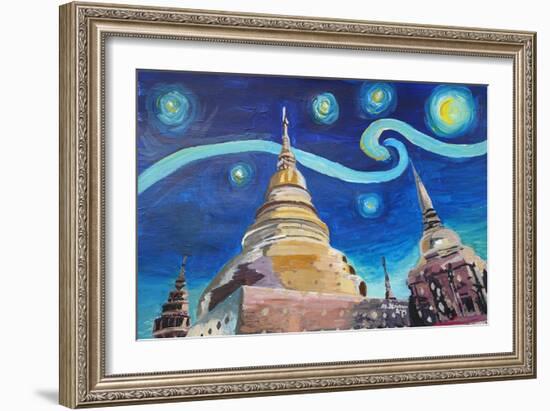 Starry Night in Thailand Van Gogh Inspirations i-Martina Bleichner-Framed Art Print