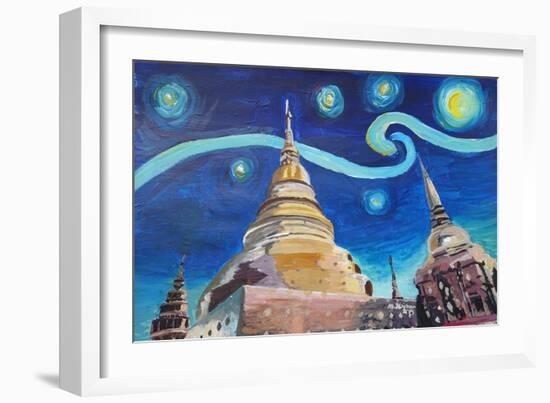 Starry Night in Thailand Van Gogh Inspirations i-Martina Bleichner-Framed Art Print