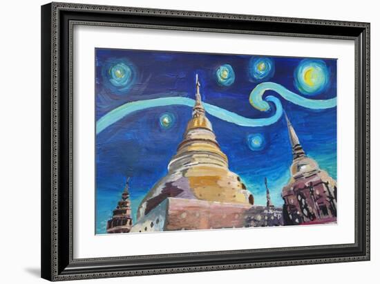 Starry Night in Thailand Van Gogh Inspirations i-Martina Bleichner-Framed Art Print