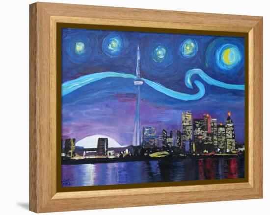 Starry Night in Toronto Ontario Canada-Martina Bleichner-Framed Stretched Canvas