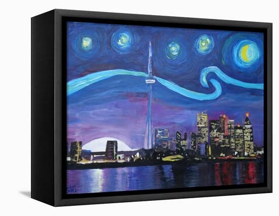 Starry Night in Toronto Ontario Canada-Martina Bleichner-Framed Stretched Canvas