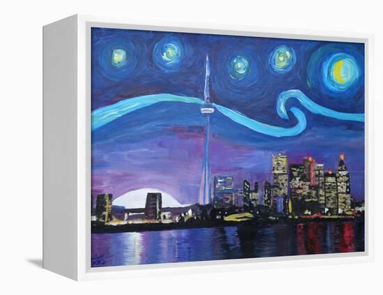 Starry Night in Toronto Ontario Canada-Martina Bleichner-Framed Stretched Canvas