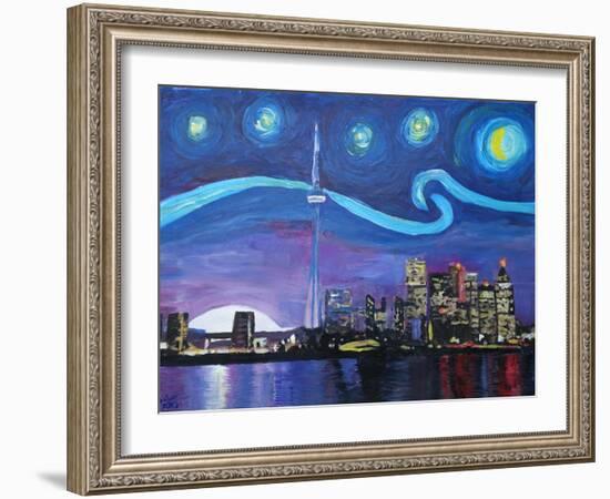 Starry Night in Toronto Ontario Canada-Martina Bleichner-Framed Art Print