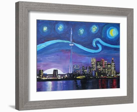 Starry Night in Toronto Ontario Canada-Martina Bleichner-Framed Art Print