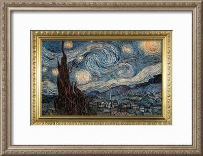 Starry Night Poster with Faux Frame Art Print |