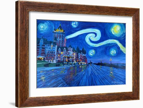 Starry Night Quebec Chateau Frontenac Van Gogh-Martina Bleichner-Framed Art Print