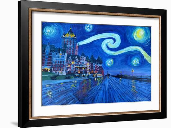 Starry Night Quebec Chateau Frontenac Van Gogh-Martina Bleichner-Framed Art Print